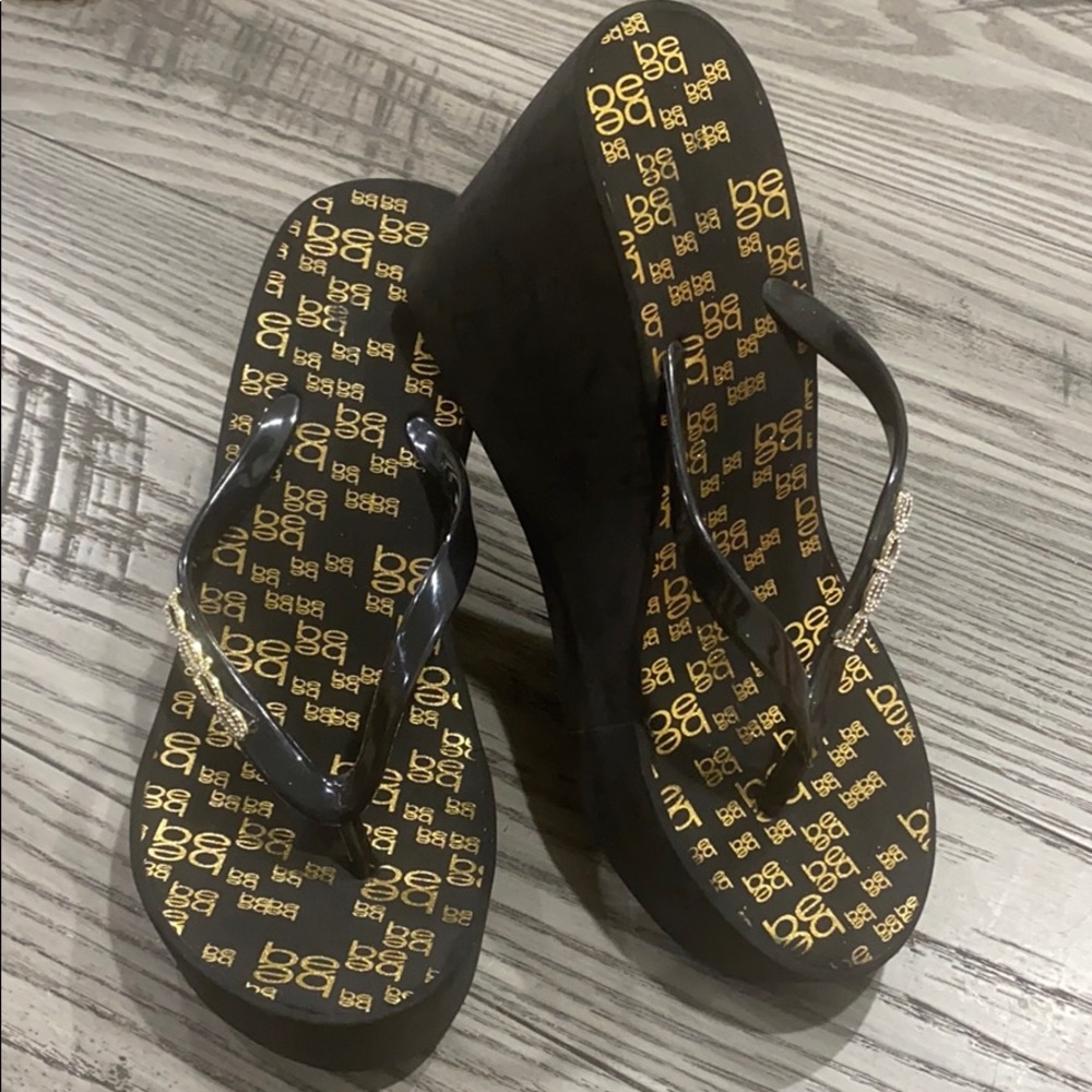 Bebe platform flip flops